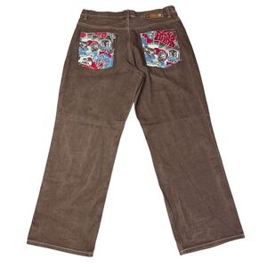 Y2K Ecko Unltd Baggy Fit Jeans Brown Graffiti Graphic Embroidered Mens 40